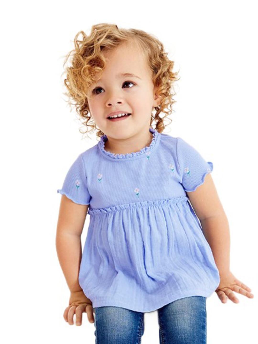 

StyleCast Girls Blue Floral Printed Cotton T-shirt