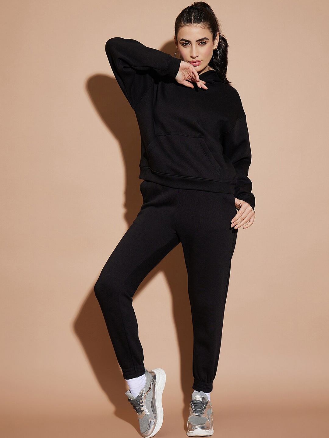 

Nun Women Hooded Sweatshirt & Jogger Co-Ords, Black