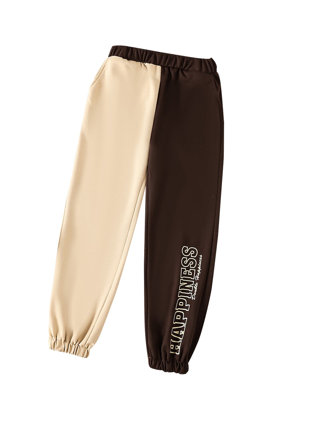 

StyleCast Girls Brown & Beige High-Rise Easy Wash Colourblocked Trousers