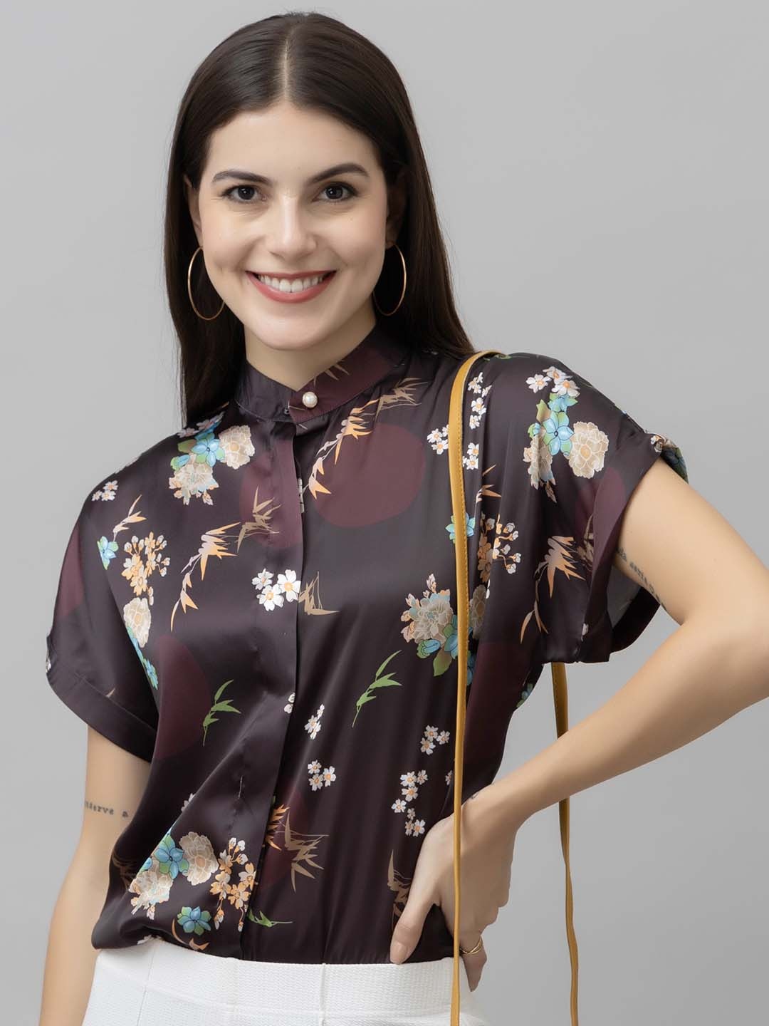 

PURYS Satin Casual Shirt, Black