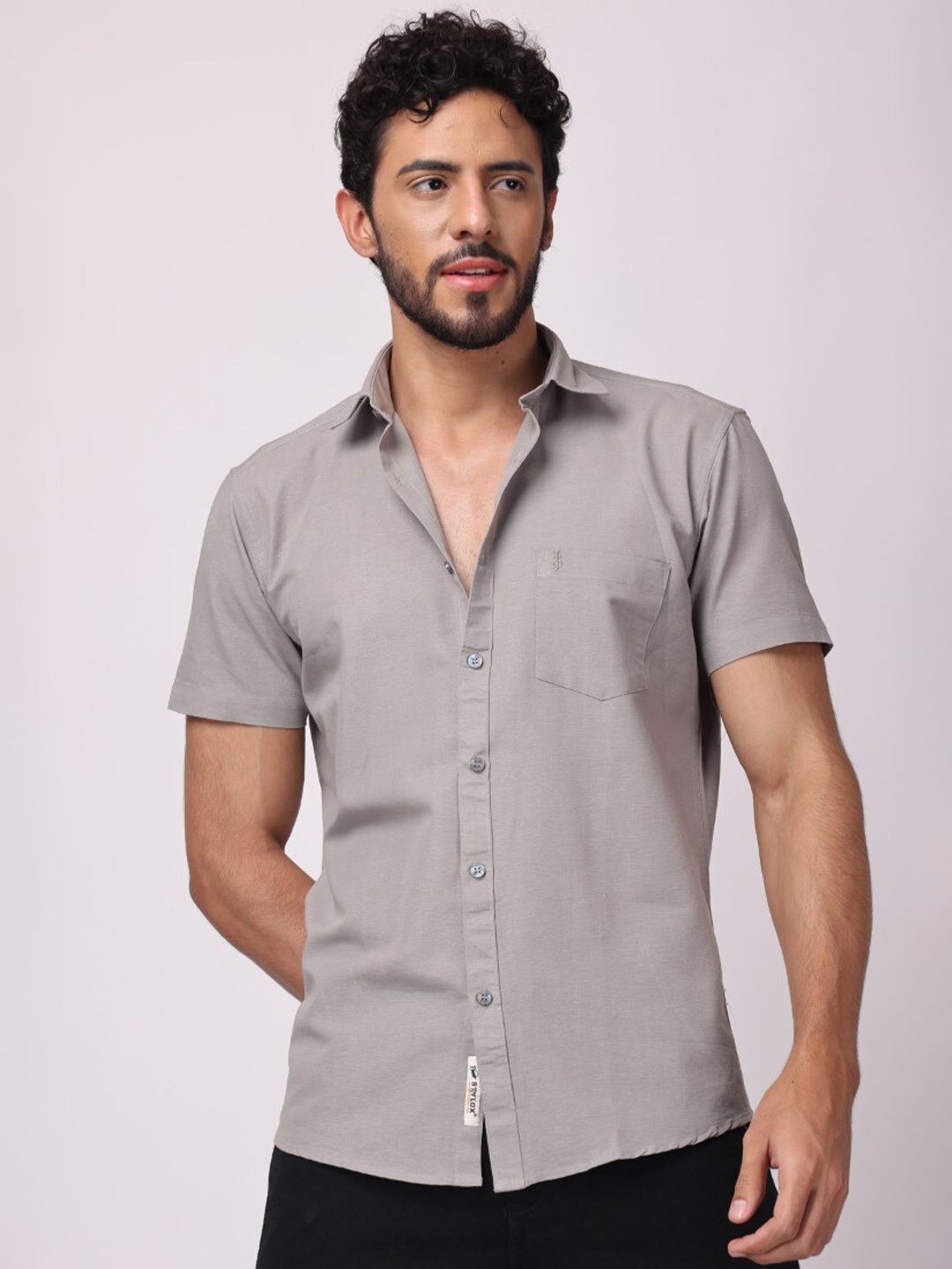 

Stylox Slim Fit Spread Collar Cotton Casual Shirt, Grey