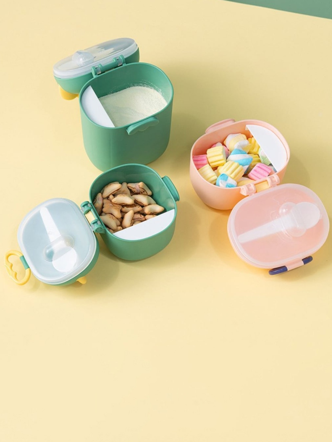 

GUCHIGU Baby Feeding Milk Powder Formula Dispenser Box With Carry Handle and Spoon Set, Pink