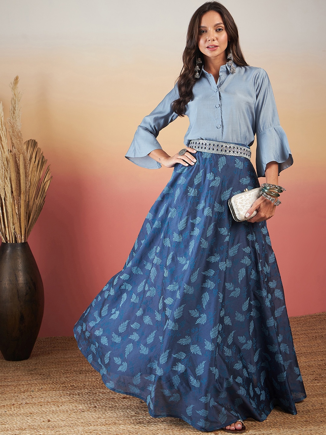 

InWeave Shirt And Skirt Fusion Set, Blue