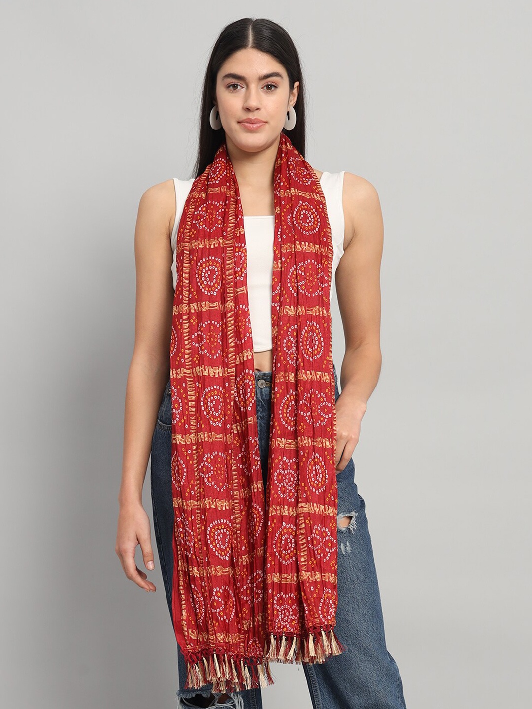 

HANDICRAFT PALACE Bandhani Printed Dupatta, Maroon