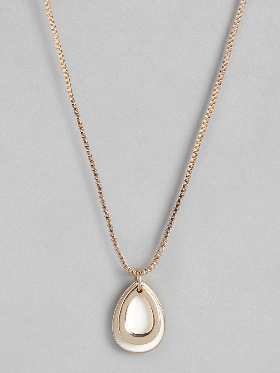 

Forever New Women Gold-Plated Teardrop-Shaped Necklace, White