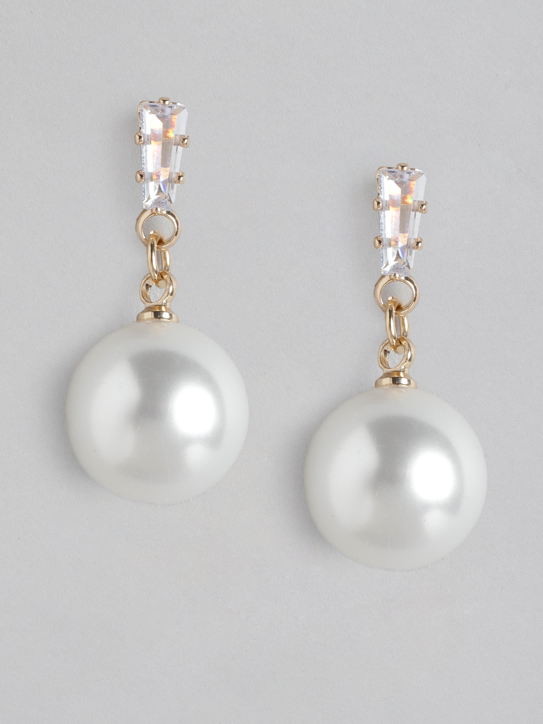 

Forever New Women Gold-Plated Pearl Studded Circular Drop Earrings, White