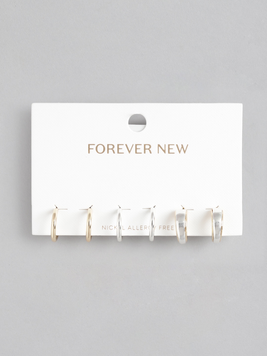 

Forever New Women Set of 3 Gold-Plated Circular Hoop Earrings, Multi