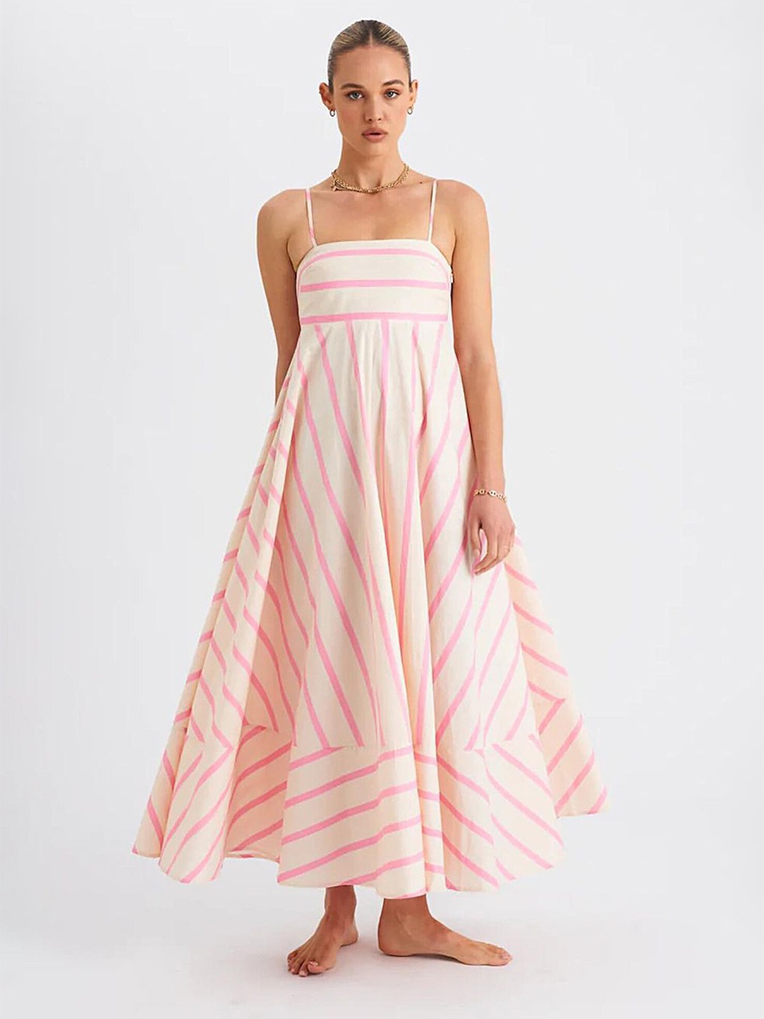 

LULU & SKY Striped A-Line Maxi Dress, White