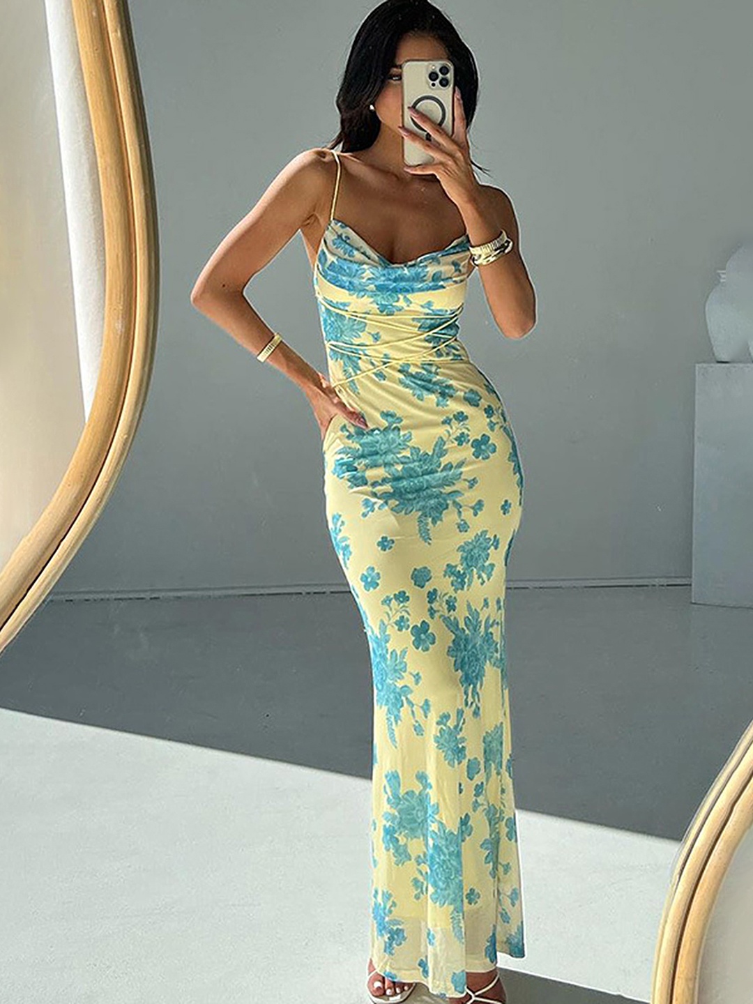 

LULU & SKY Floral Printed Maxi Dress, Yellow