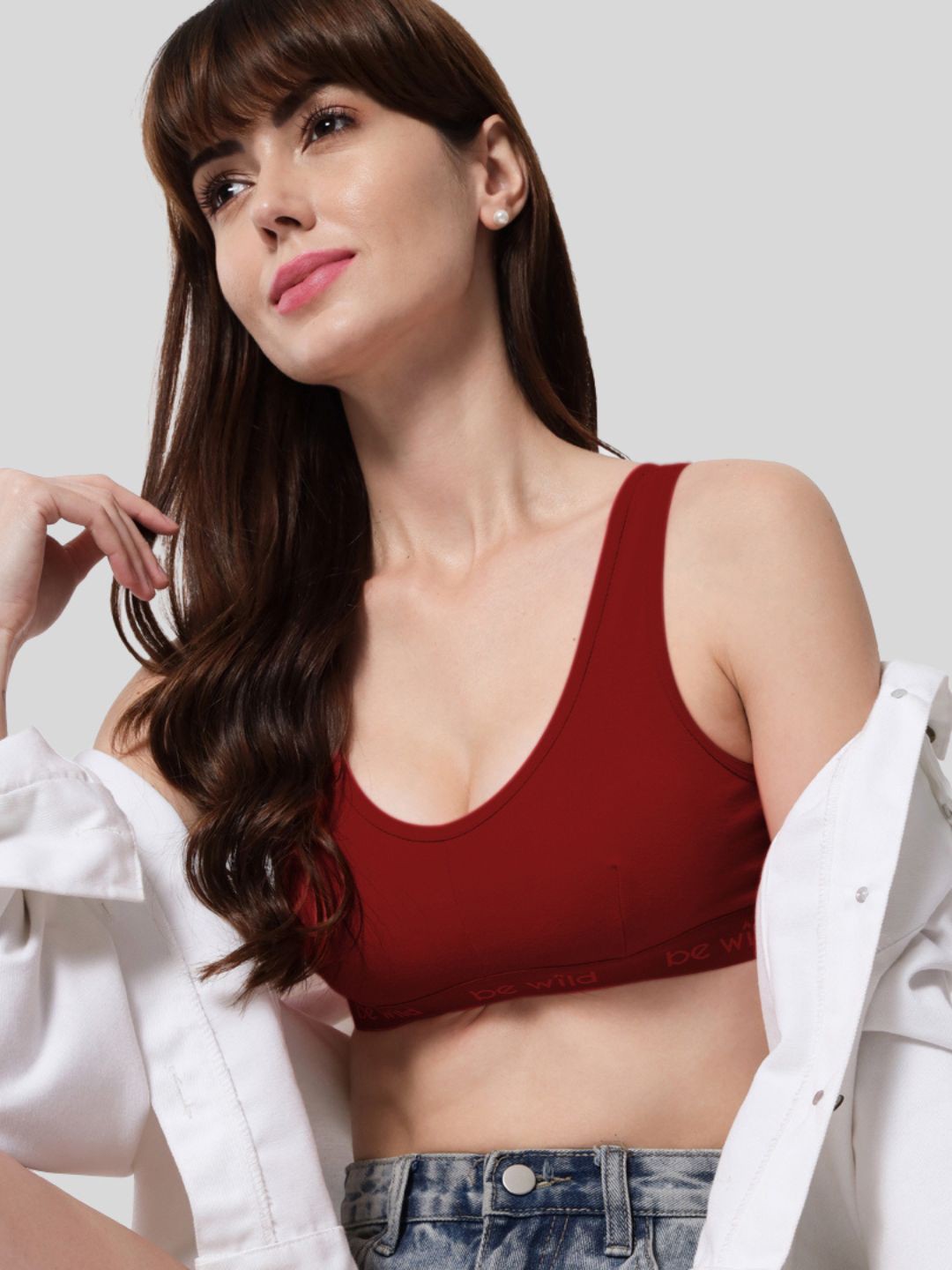 

BEWILD Bra Full Coverage Lightly Padded, Maroon