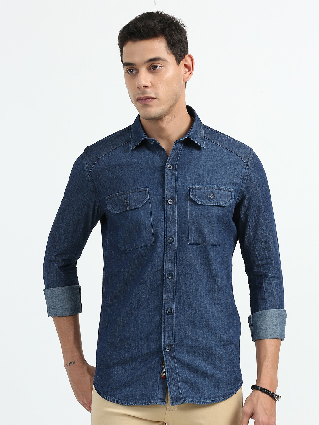 

RIDELIFE Original Slim Fit Denim Casual Shirt, Blue