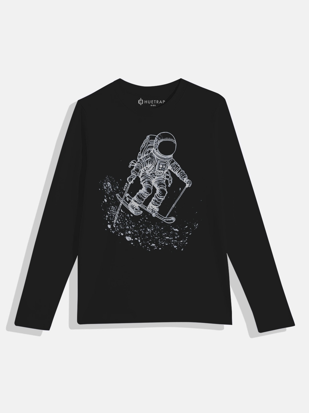 

Huetrap Boys Graphic Printed Pure Cotton T-shirt, Black