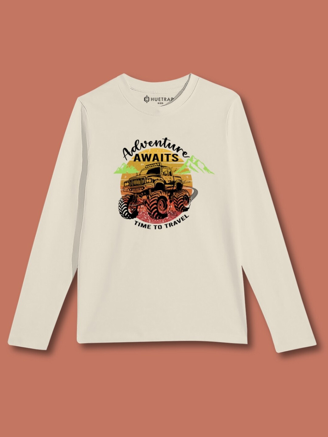 

Huetrap Boys Graphic Printed Pure Cotton T-shirt, Off white