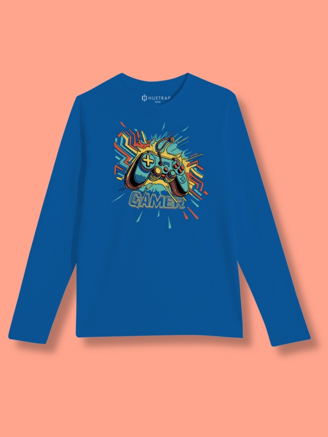 

Huetrap Boys Graphic Printed Pure Cotton T-shirt, Blue