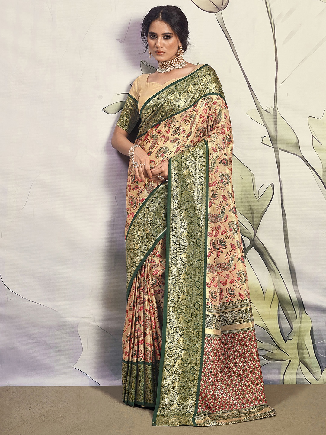 

Mitera Woven Design Zari Banarasi Saree, Beige