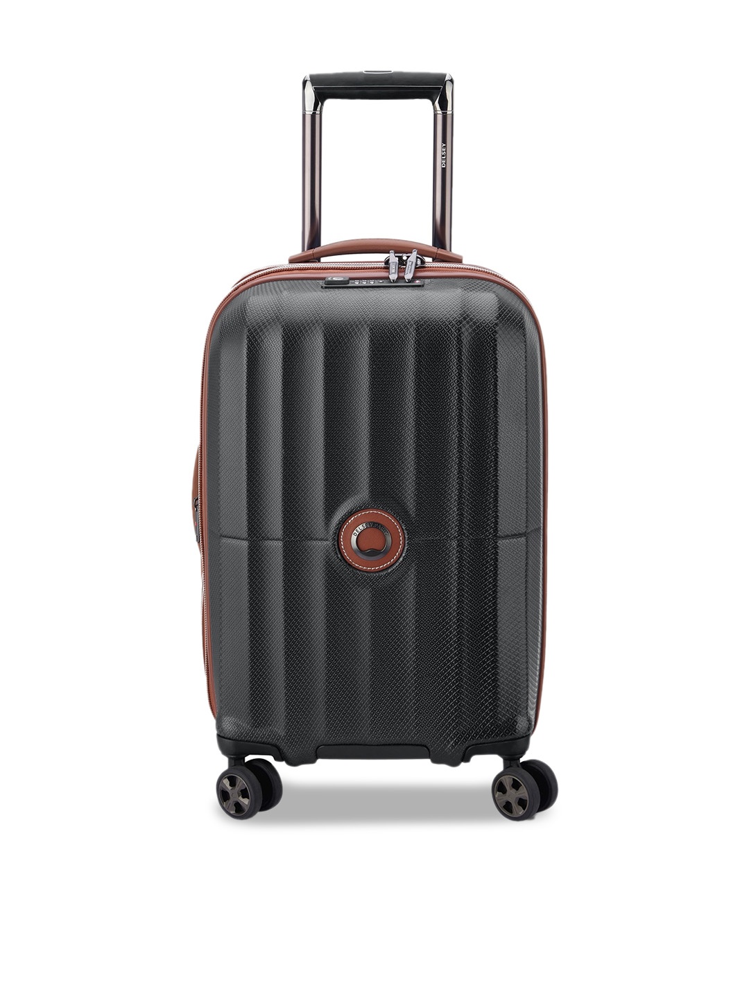 

DELSEY Paris Striped St. Tropez Hard Shell Medium Trolley Bag, Black