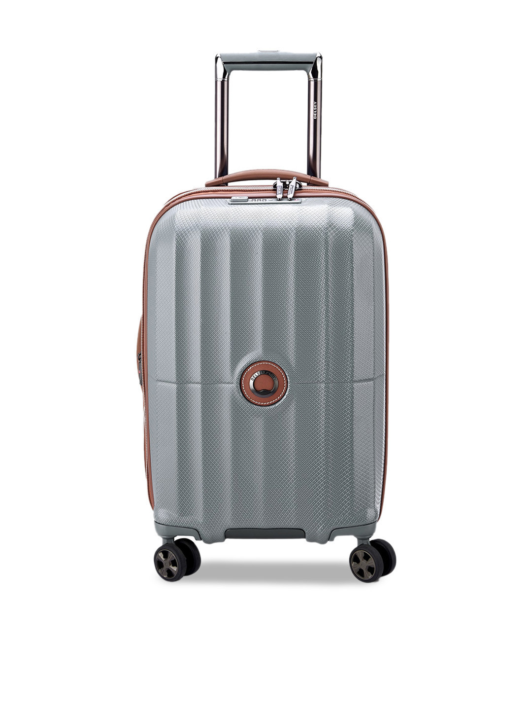 

DELSEY Paris Striped St. Tropez Hard Shell Medium Trolley Bag, Silver