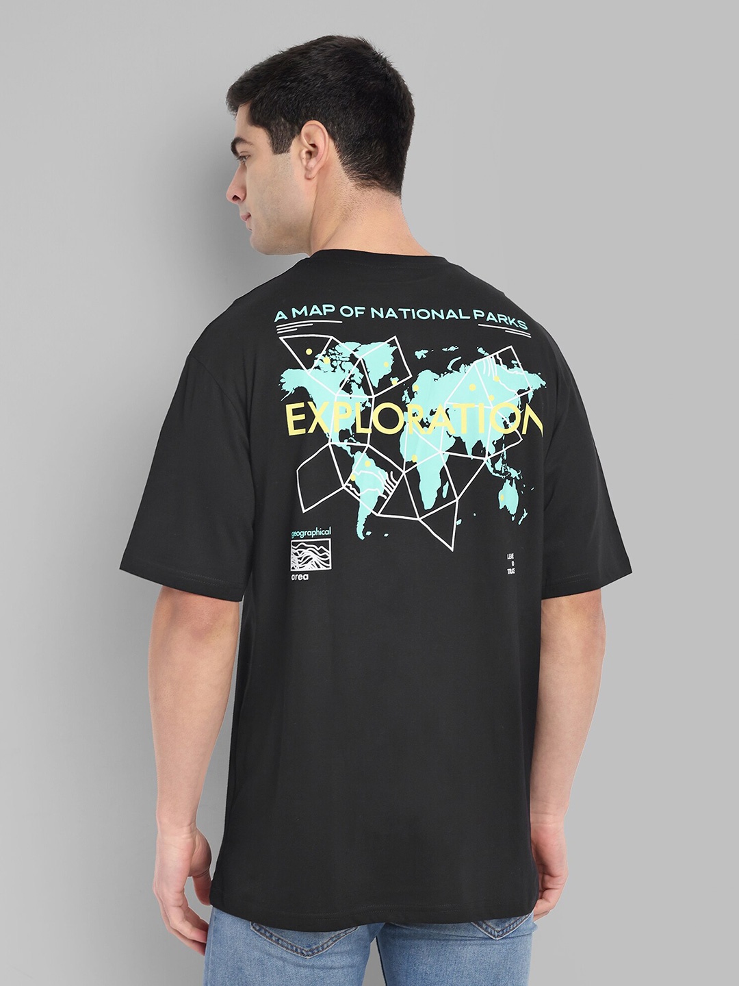 

TOMHIDDLE Graphic Printed Drop-Shoulder Sleeves Pure Cotton Oversize T-shirt, Black