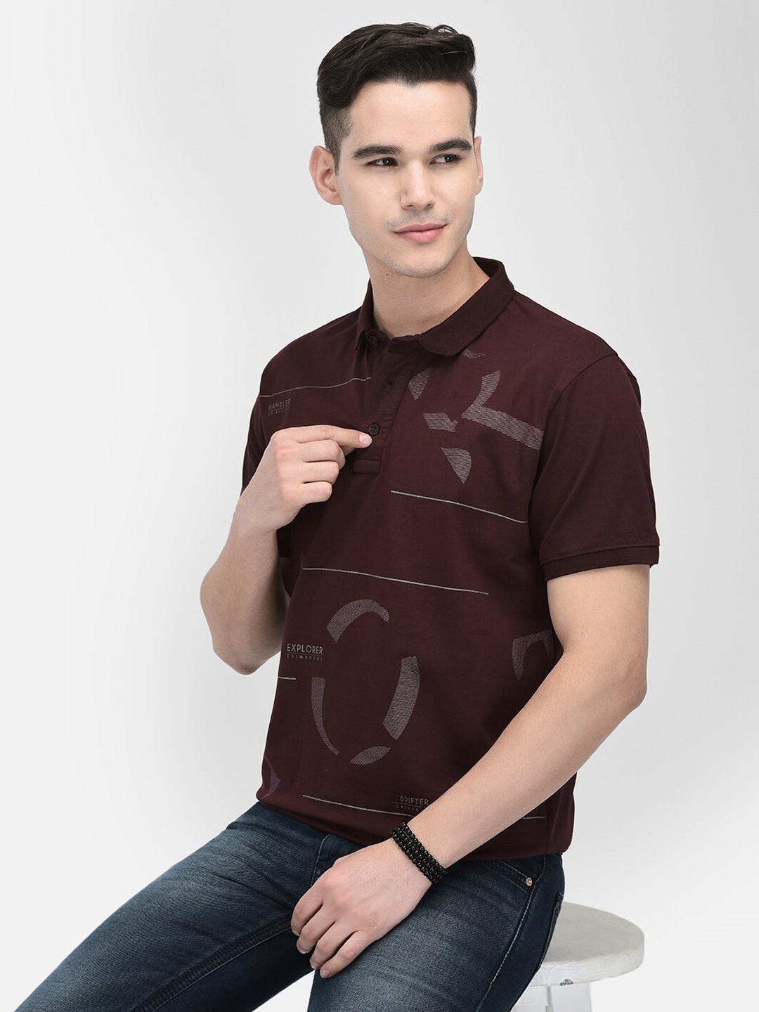 

Crimsoune Club Typography Printed Polo Collar Slim Fit T-shirt, Maroon