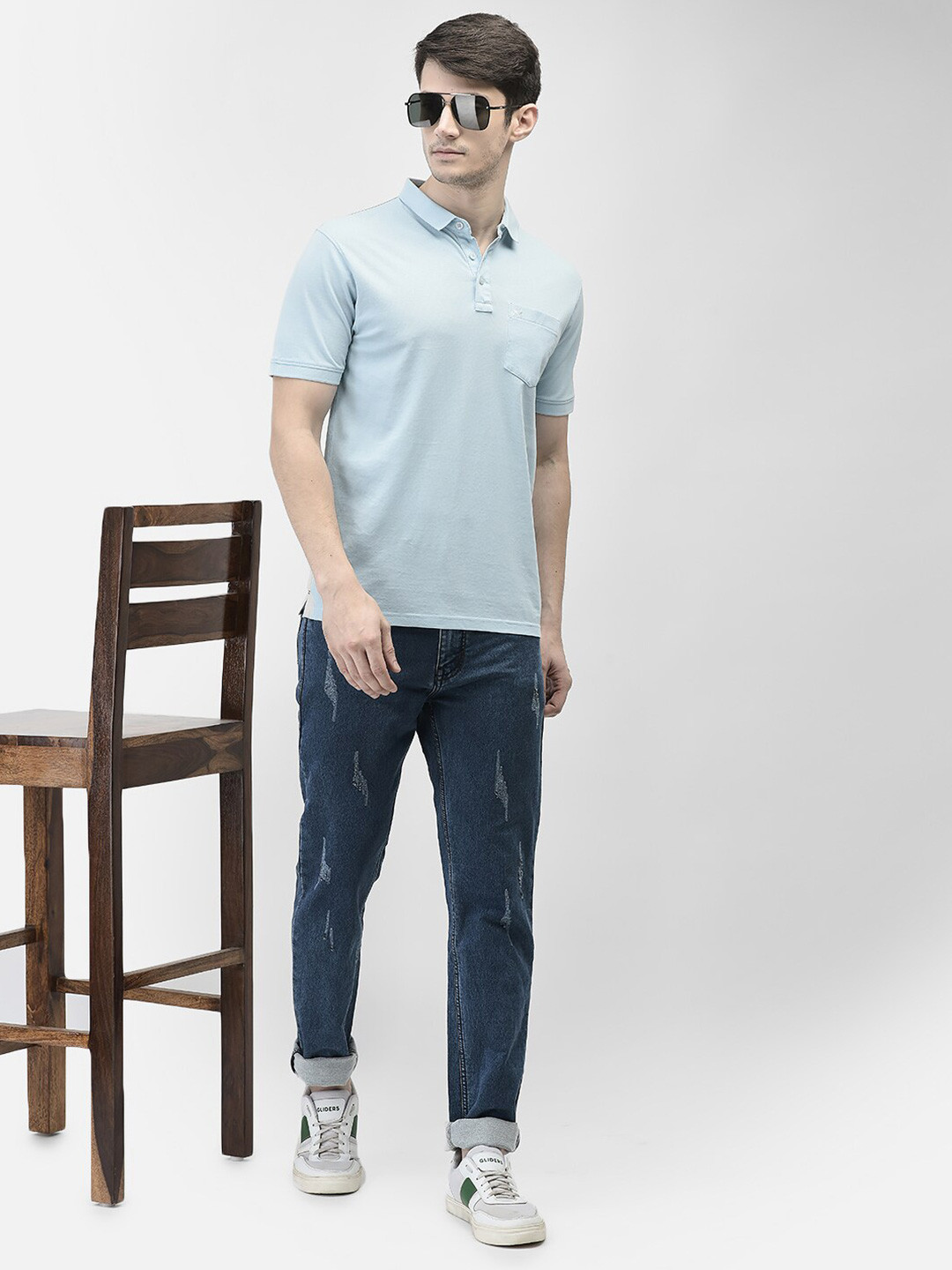 

Crimsoune Club Polo Collar Slim Fit Pure Cotton T-shirt, Blue