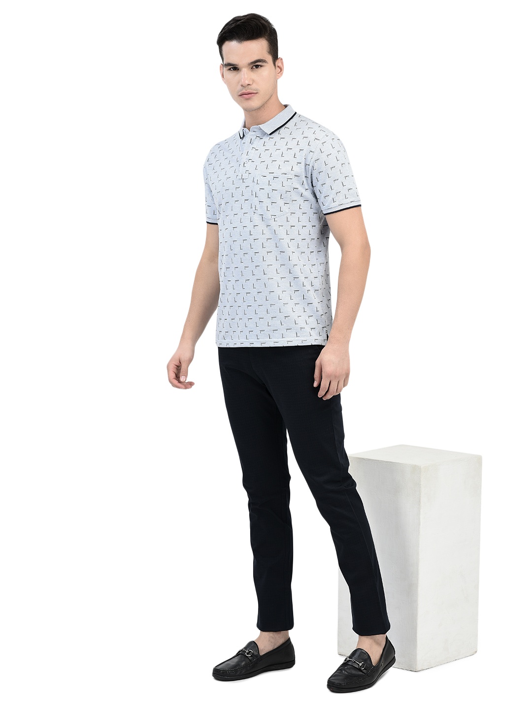 

Crimsoune Club Printed Polo Collar Slim Fit T-shirt, Blue