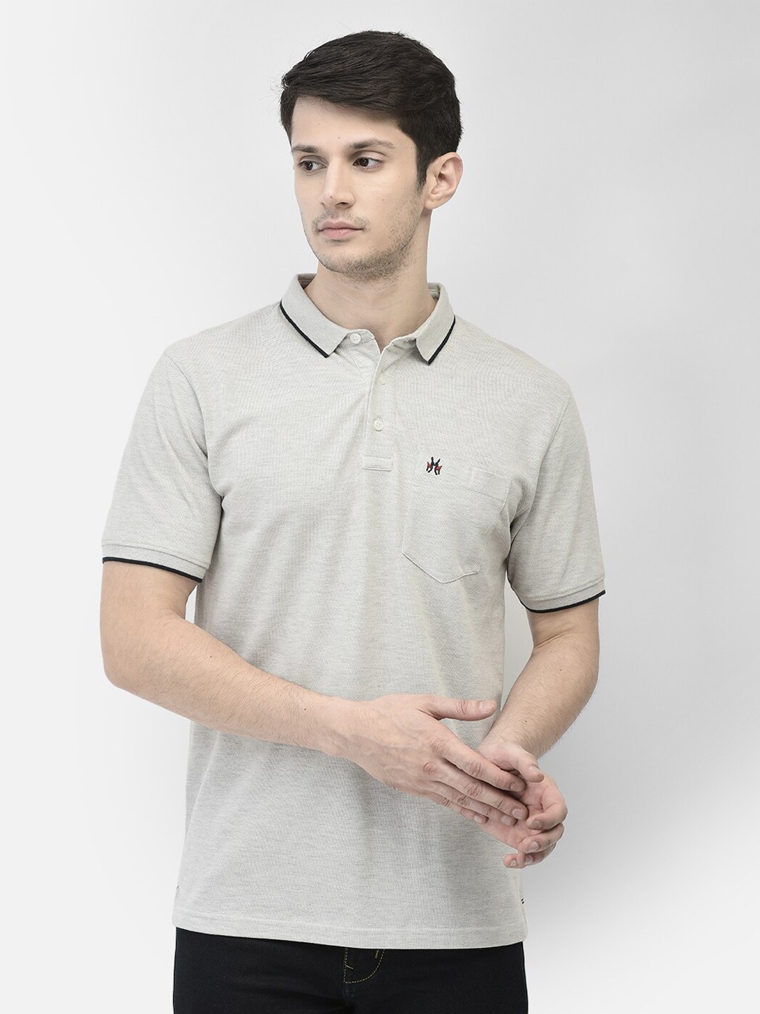 

Crimsoune Club Polo Collar Slim Fit T-shirt, Grey