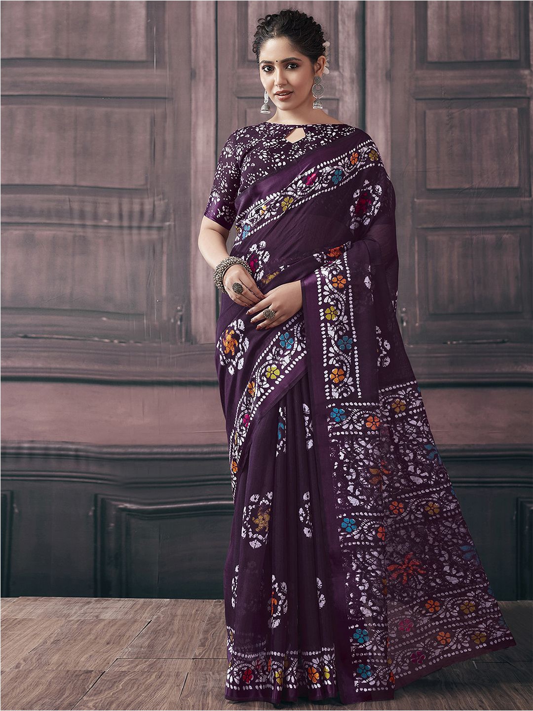 

KALINI Ethnic Motifs Printed Saree, Purple