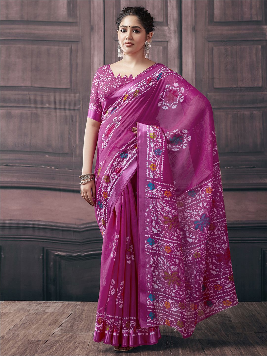 

KALINI Ethnic Motifs Printed Saree, Pink