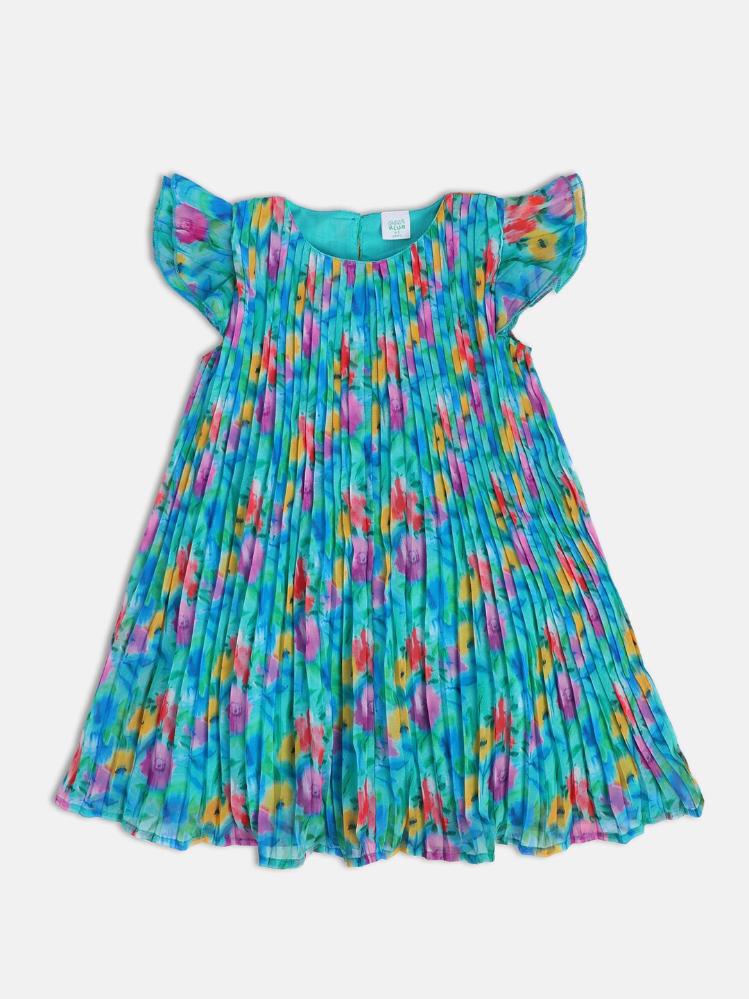 

MINI KLUB Girls Floral Printed A-Line Dress, Blue