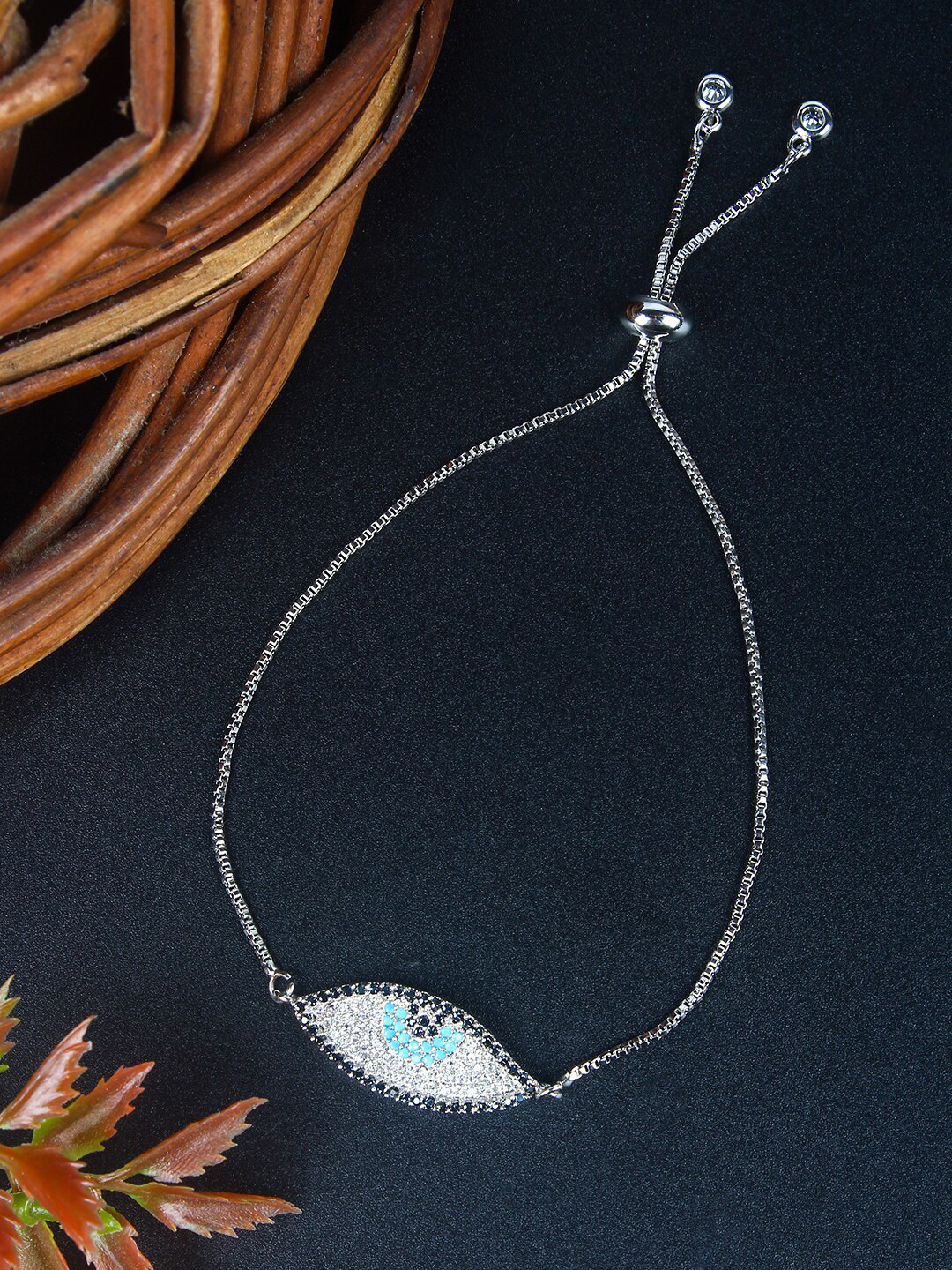 

DressBerry Silver Toned Silver-Plated Cubic Zirconia Studded Wraparound Bracelet