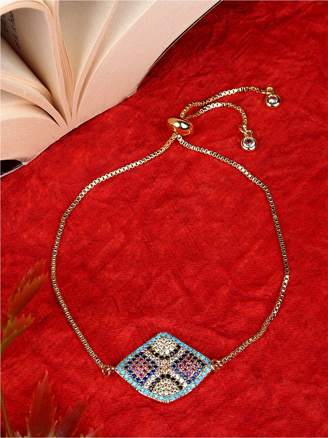 

DressBerry Brass Gold-Plated Cubic Zirconia-Studded Wraparound Bracelet