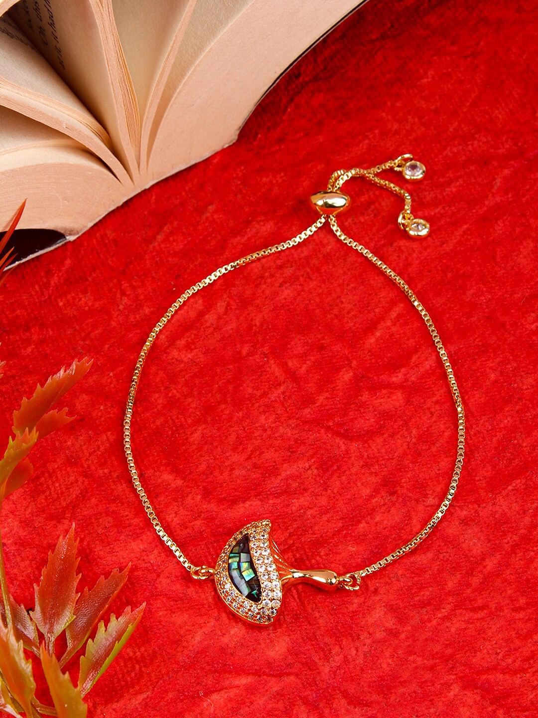 

DressBerry Brass Gold-Plated Cubic Zirconia-Studded Wraparound Bracelet