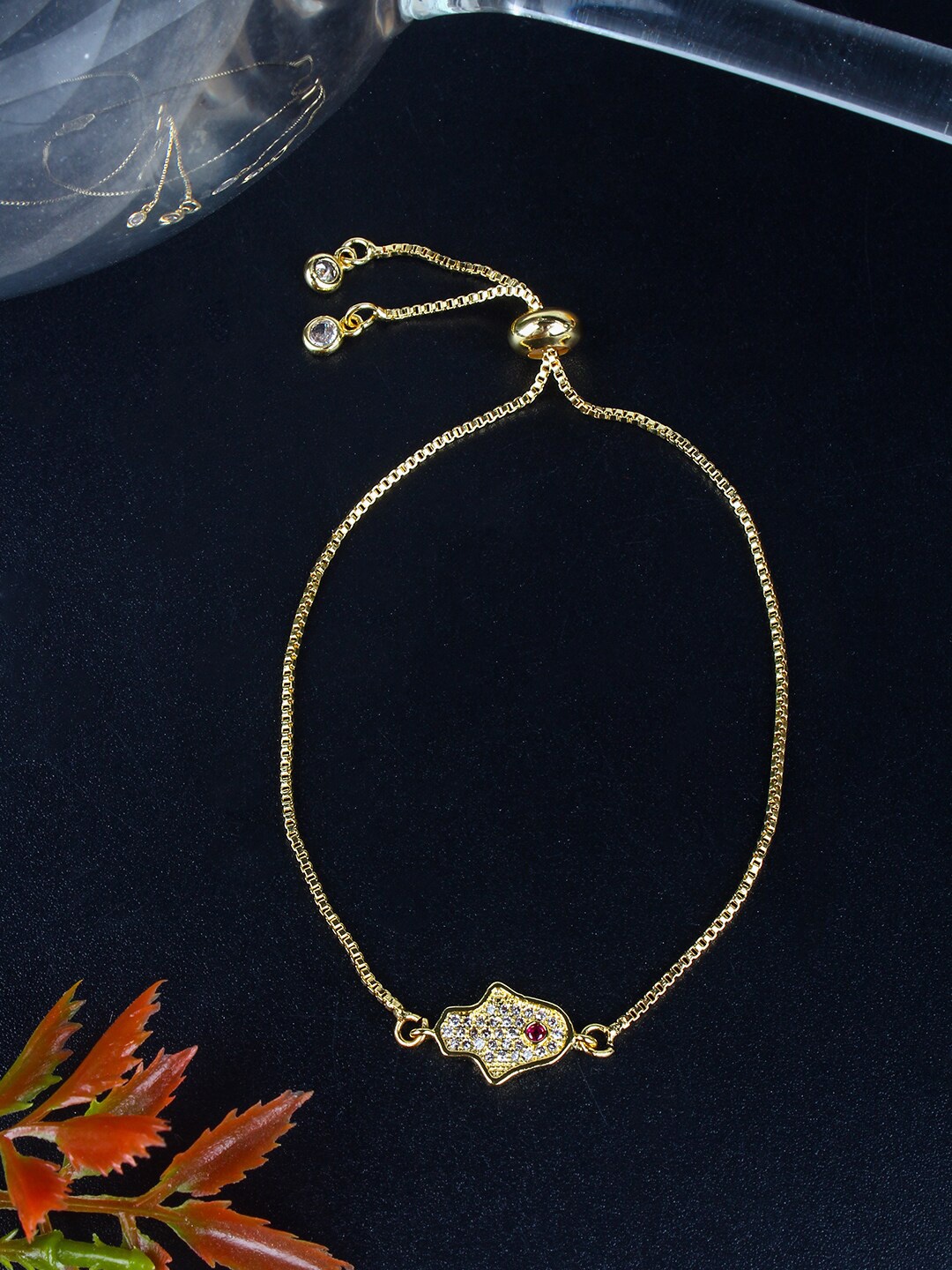 

DressBerry Gold-Plated Brass Cubic Zirconia-Stoned Wraparound Bracelet