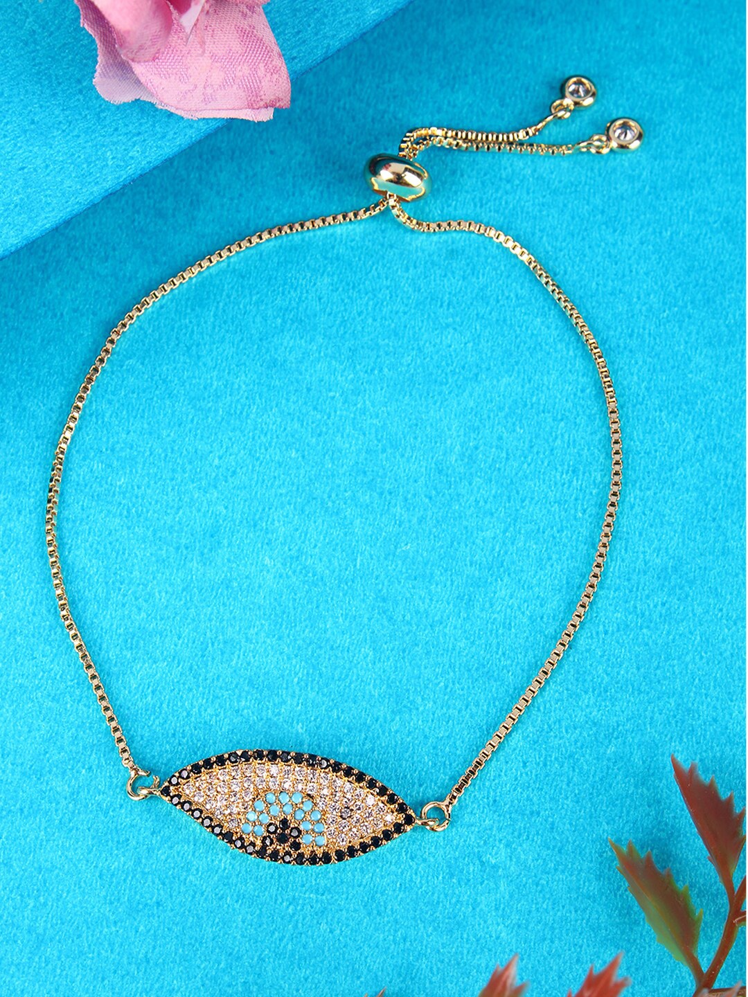 

DressBerry Brass Gold-Plated Cubic Zirconia-Studded Wraparound Bracelet