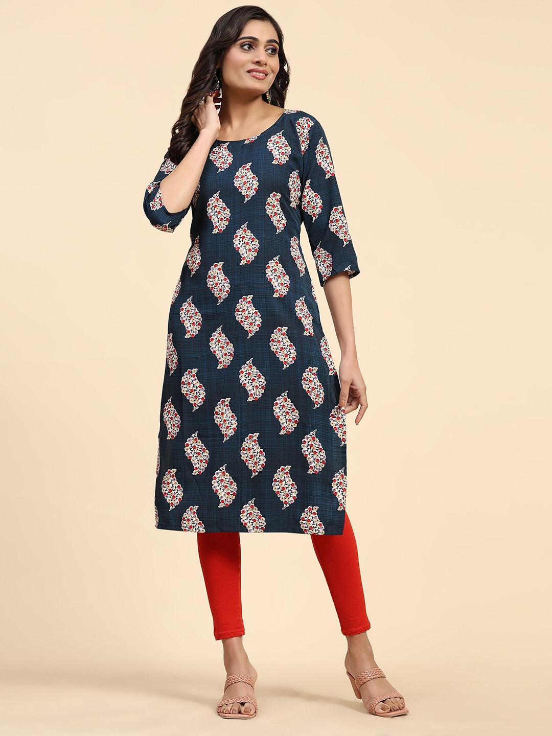 

Phenav Ethnic Motifs Printed Crepe Kurta, Blue