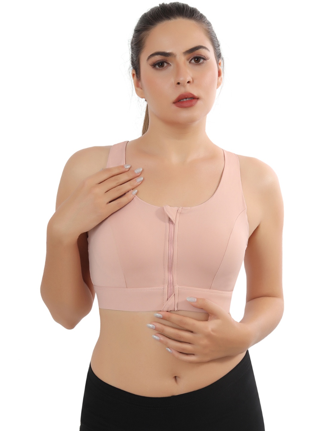 

FABLUK Geometric Bra Full Coverage Lightly Padded, Pink