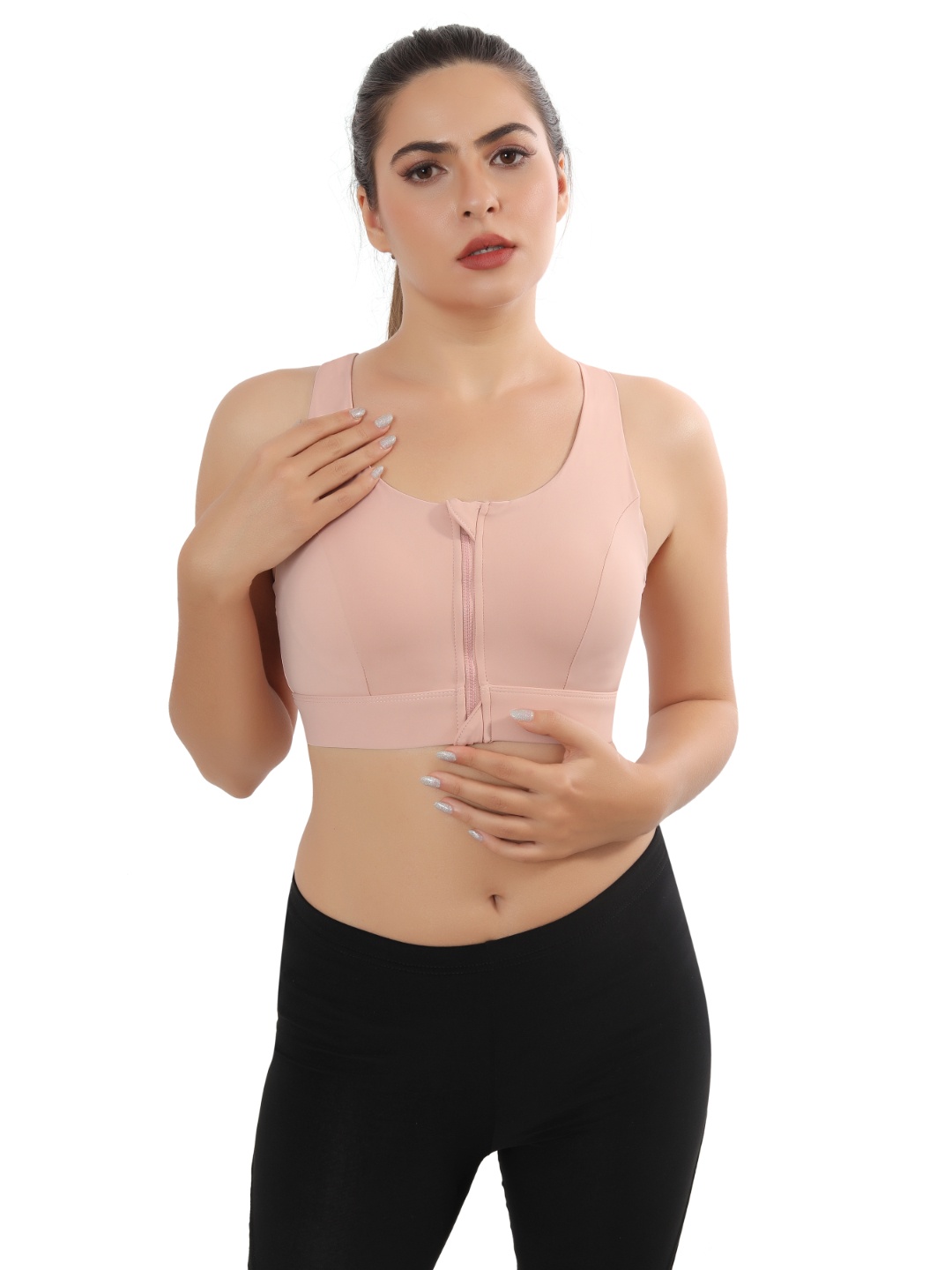 

FABLUK Geometric Bra Full Coverage Lightly Padded, Pink