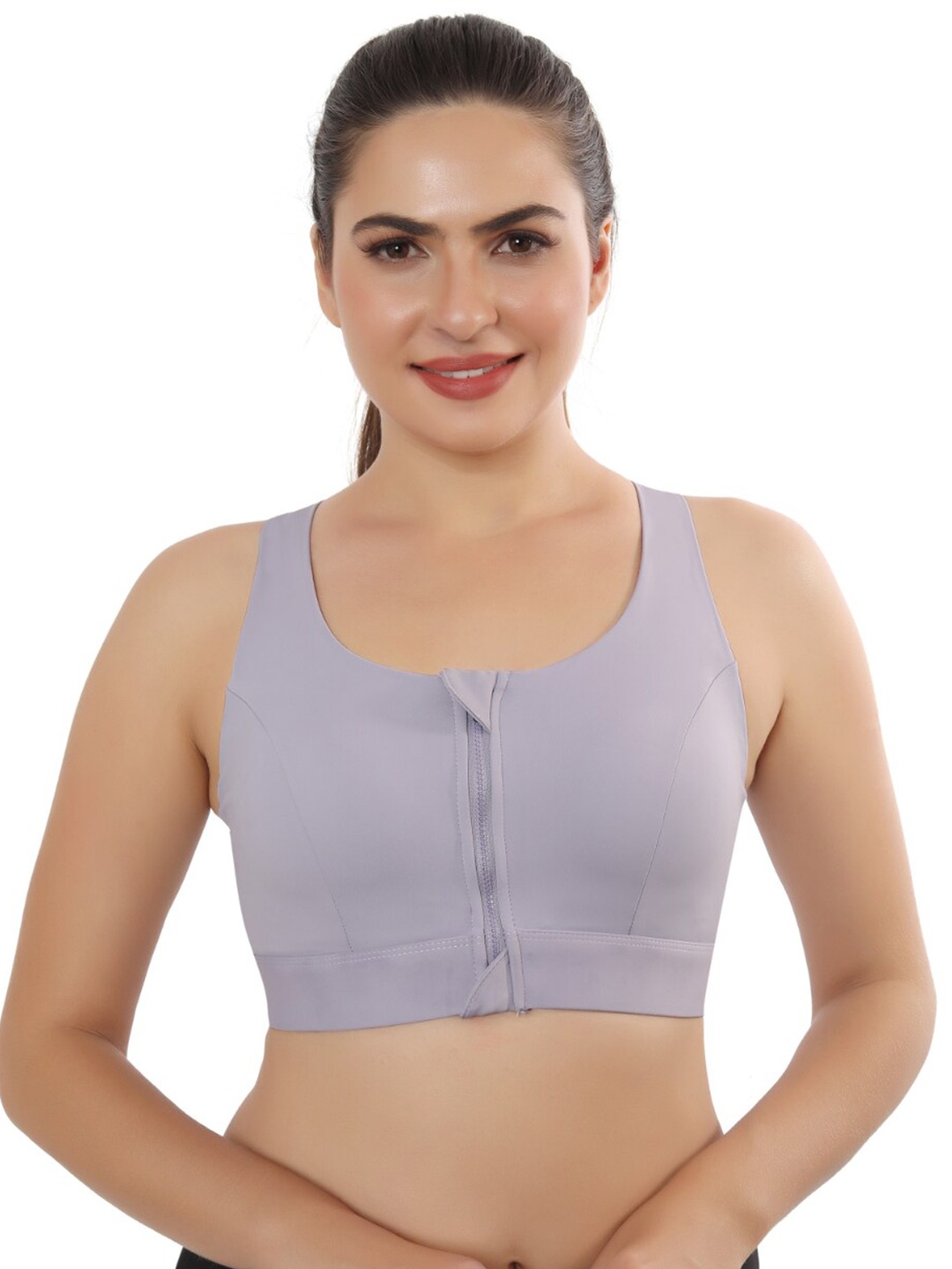 

FABLUK Full Coverage Lightly Padded Anti Odour Workout Bra- Moisture Wicking, Purple