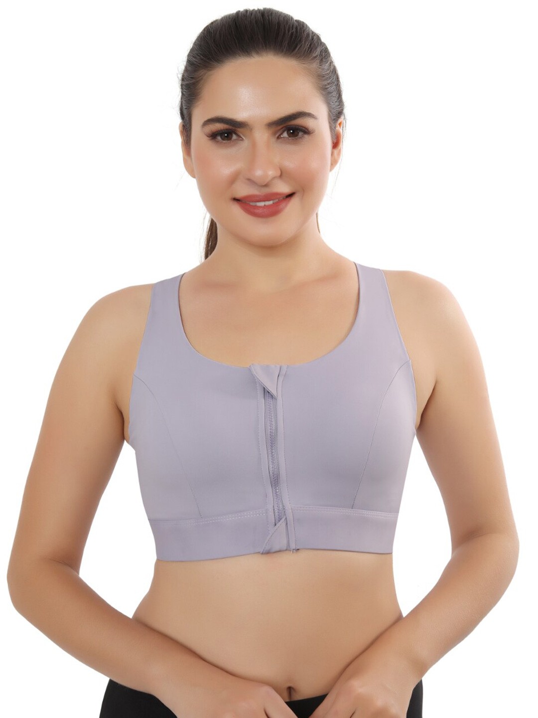 

FABLUK Full Coverage Lightly Padded Anti Odour Workout Bra- Moisture Wicking, Purple