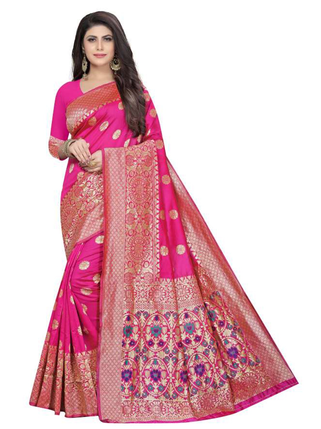 

Rujave Woven Design Zari Banarasi Saree, Pink