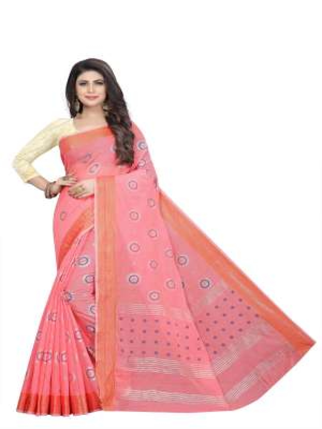 

Rujave Ethnic Motifs Pure Cotton Saree, Peach