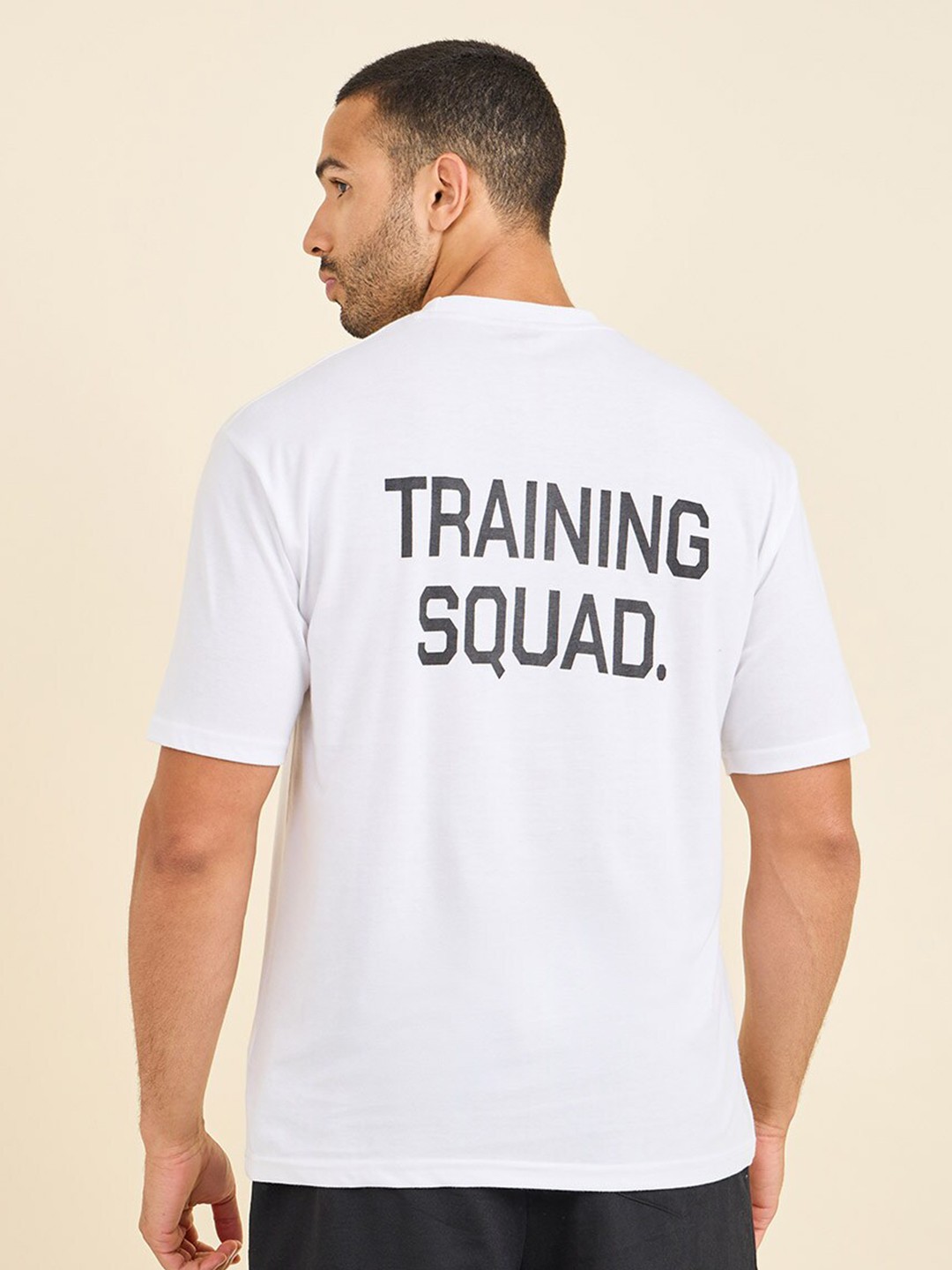 

Styli Men Training Squad Print Athleisure Oversized T-Shirt, White