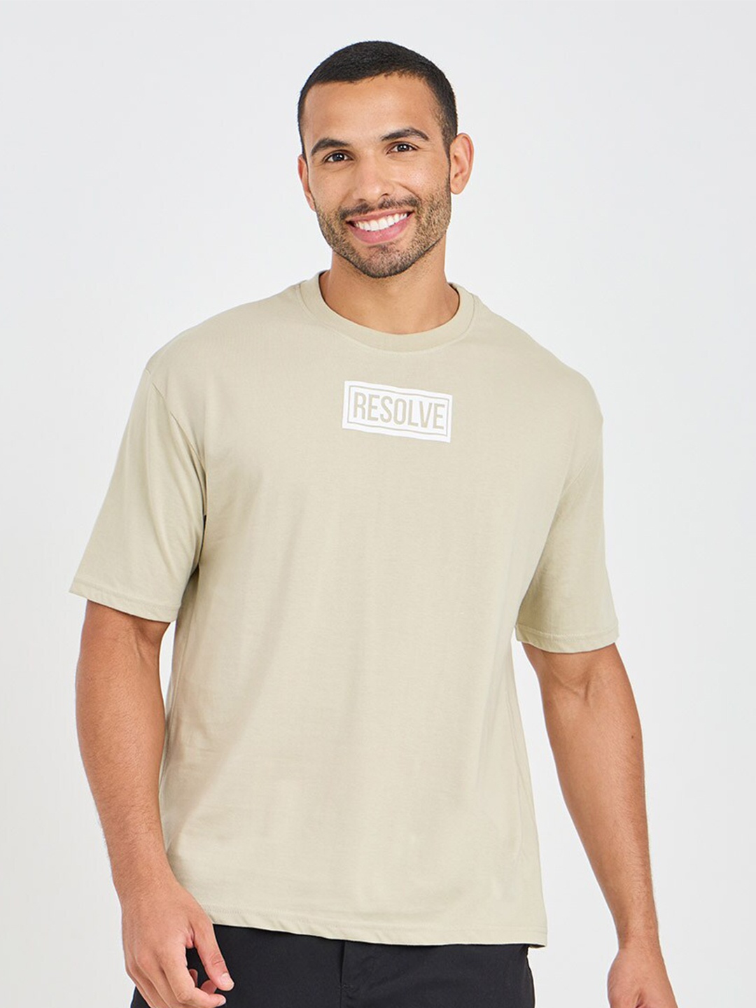 

Styli Men Oversized Resolve HD Print Detail T-Shirt, Grey