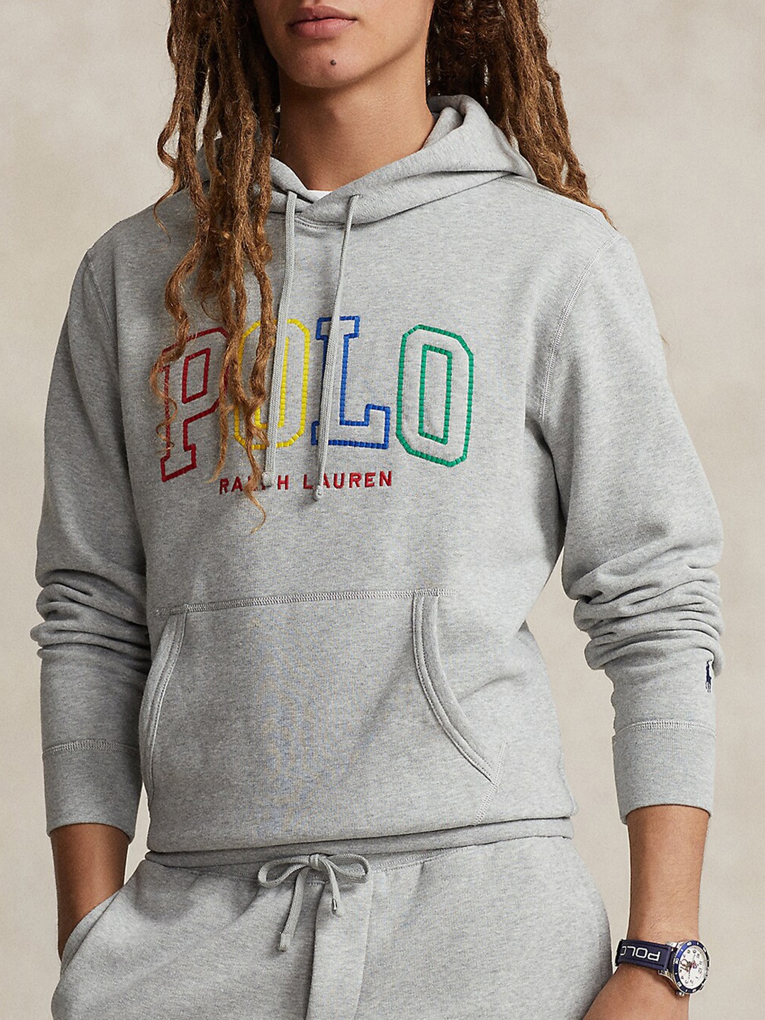 

Polo Ralph Lauren Typography Printed Hooded Fleece Pullover Sweatshirt, Grey