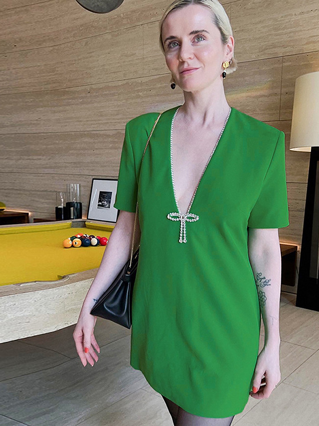 

LULU & SKY V-Neck A-Line Dress, Green