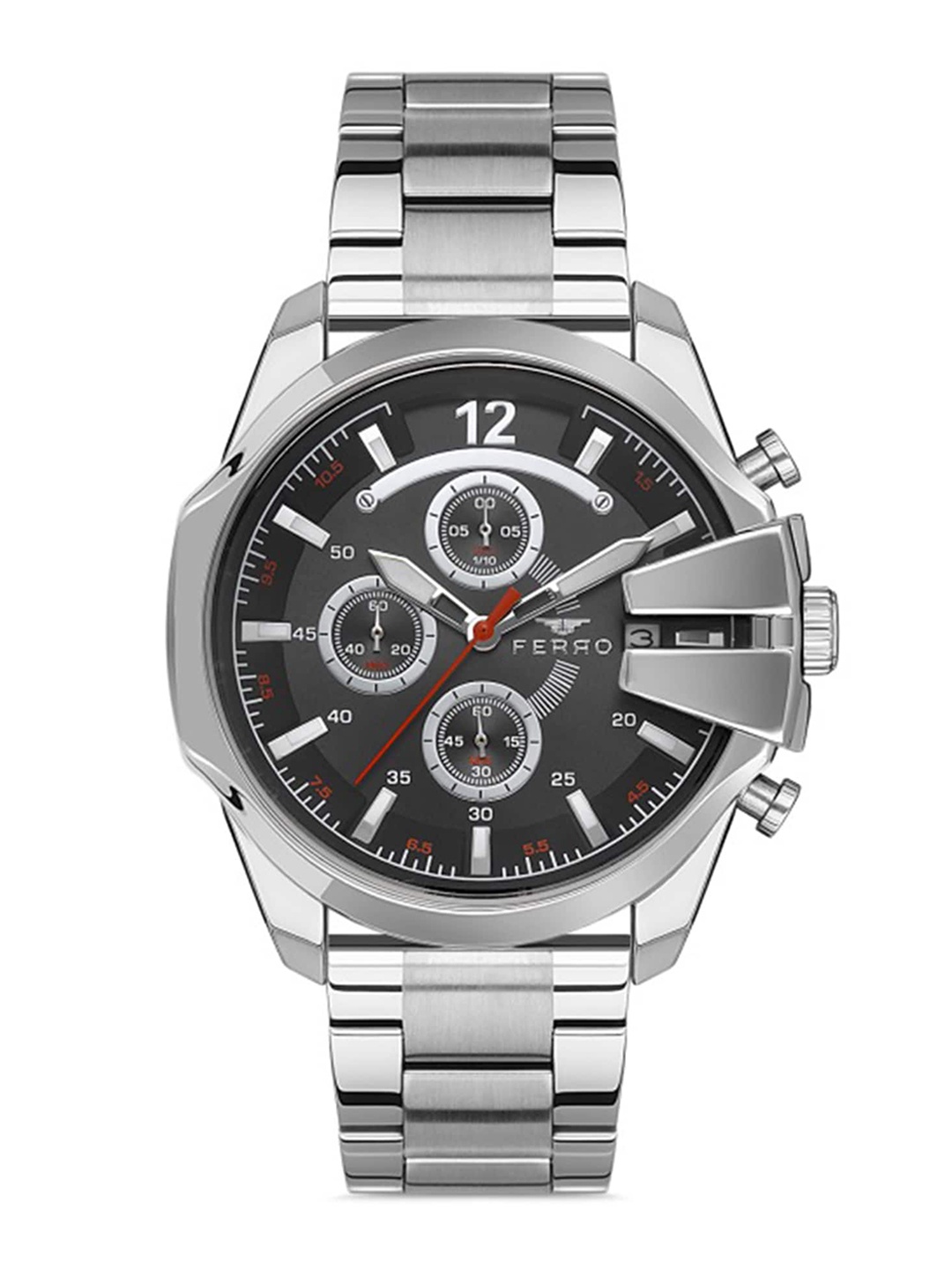 

Ferro Men Stainless Steel Bracelet Style Straps Analogue Chronograph Watch FM40100A-A2, Black
