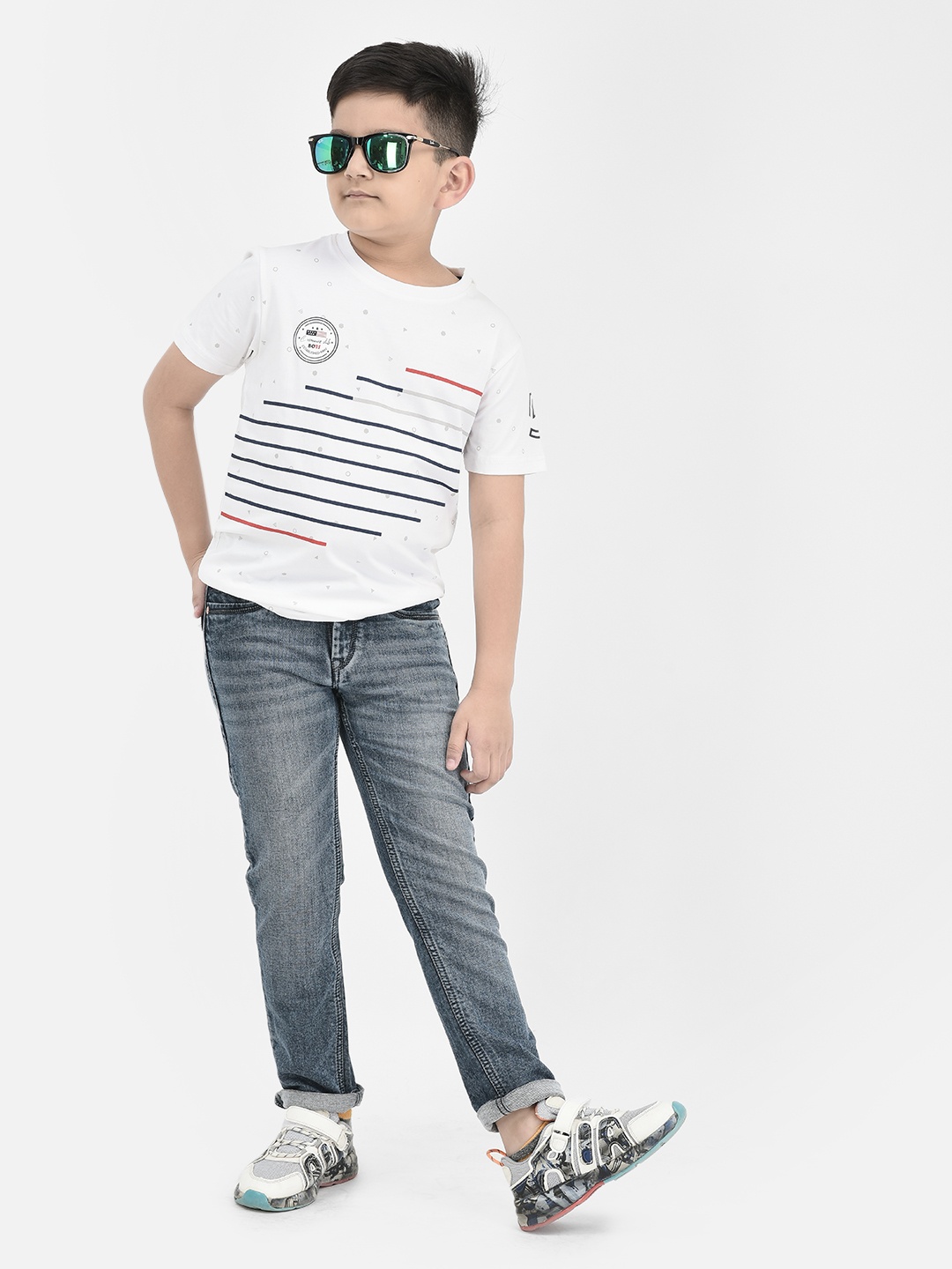 

Crimsoune Club Boys Mid-Rise Slim Fit Clean Look Heavy Fade Stretchable Jeans, Blue