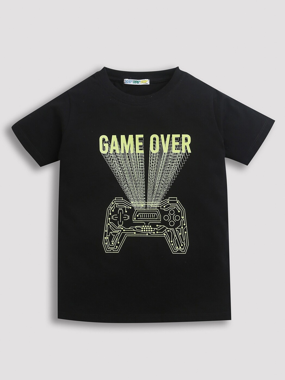 ZIP ZAP ZOOP Boys Graphic Printed Pure Cotton T-shirt, Black