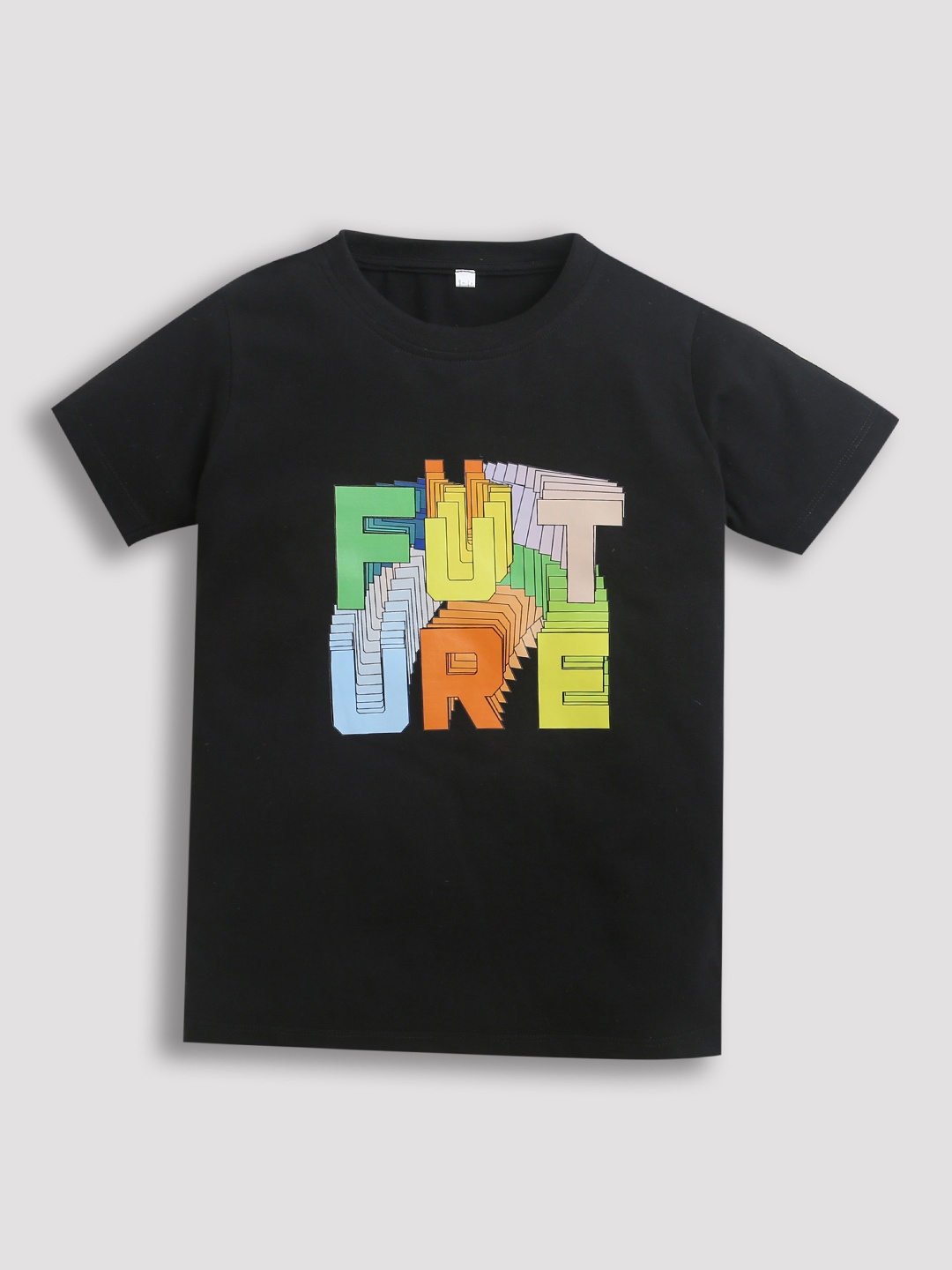 

ZIP ZAP ZOOP Boys Typography Printed Pure Cotton T-shirt, Black