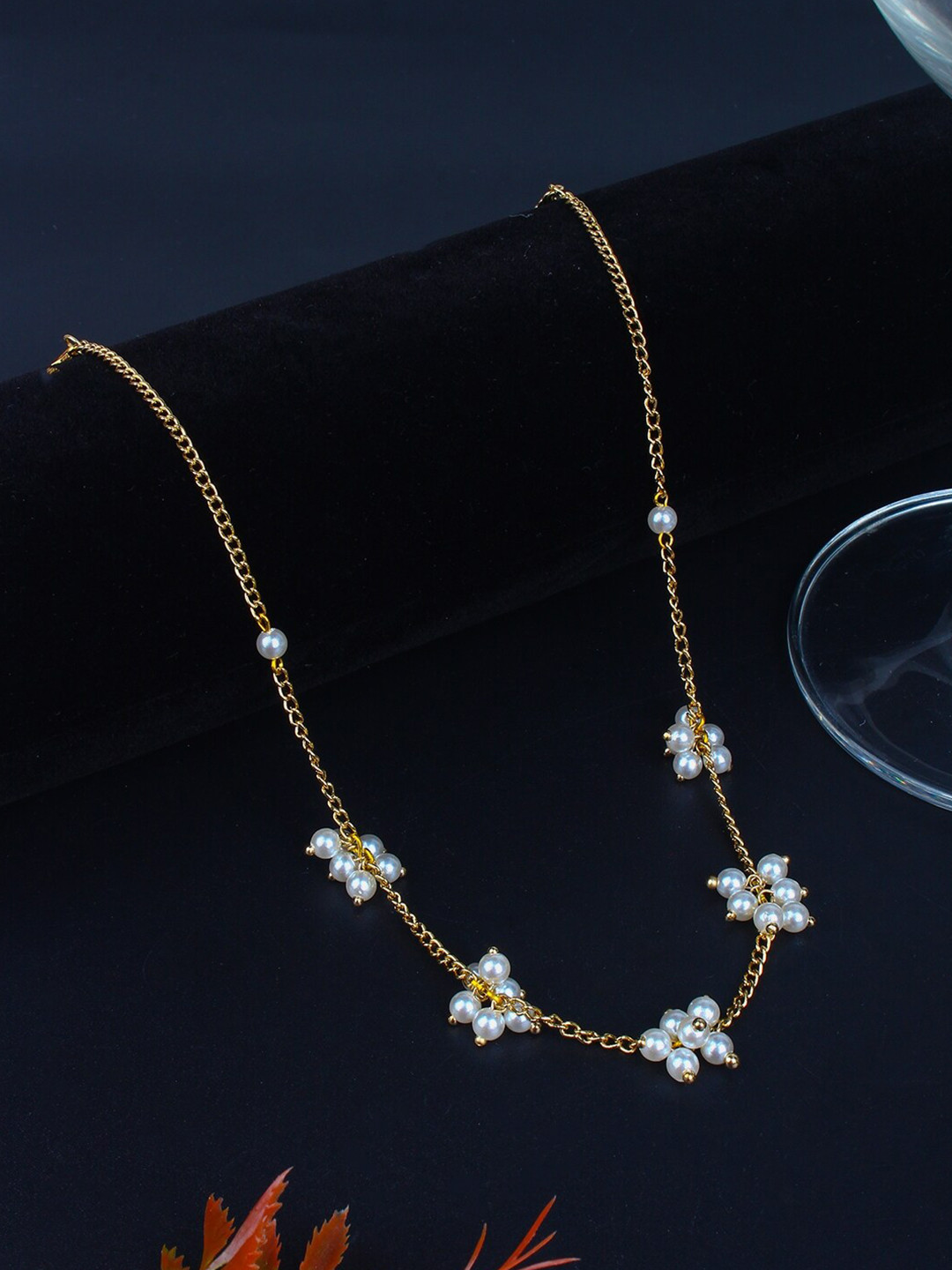 

DressBerry White Gold-Plated Brass Beaded Necklace